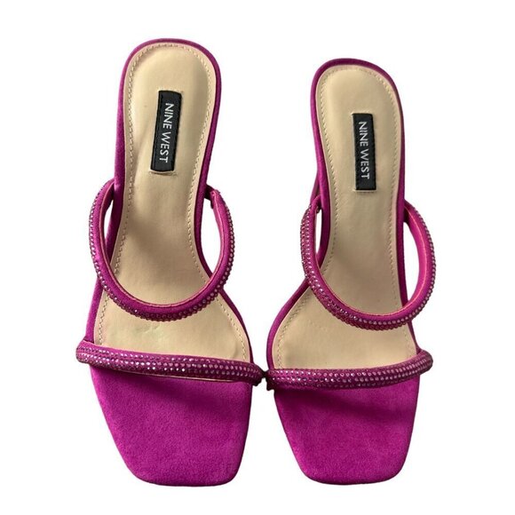 Nine West Zarleen 2 Slip On Heel in Dark Pink Fabric Rhinestones Women's Size 7M - Picture 3 of 13